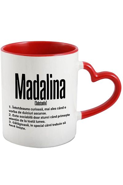 StoryGift Romania Mug With Name Madalina, and Funny Message, Curious, Sociable, Noisy, 330m, With,STG.