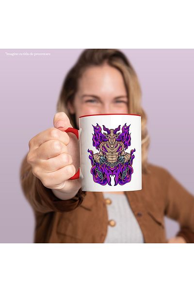 StoryGift Romania Demon Mug, Horns, Chain, Flames, Muscles, Wings, Fantasy, Multicolor 330 ml,, With ,STG