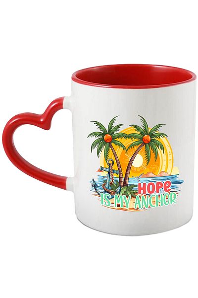 StoryGift Romania Mug with the message "Hope is my anchor", summer, vacation, relaxation, holiday, illustrated, With ,STG