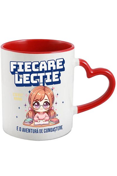 StoryGift Romania Mug Every lesson is an adventure of knowledge girl studies, 330ml, Ceramic with, With, STG