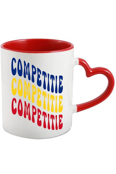 StoryGift Romania The Word Competition Mug, in the Colors of the Romanian Flag, Red, Yellow, Blue, with STG.