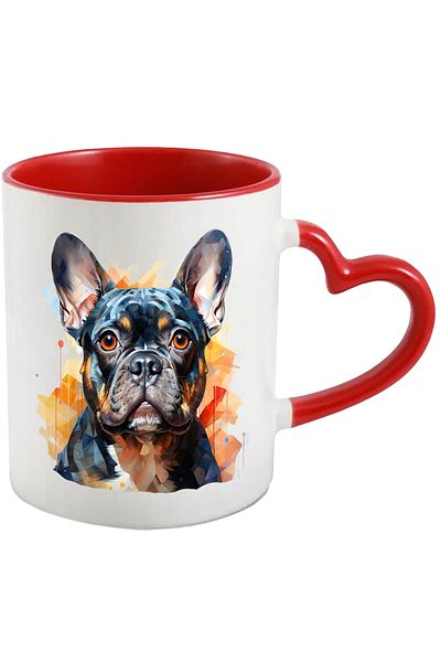 StoryGift Romania Mug With Dog, French Bulldog, Abstract Art, Mosaic, Multicolor 330 ml, Ceram, With, STG.