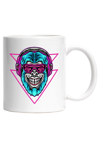 StoryGift Romania Cana Cu Cap De Gorila, Ochelari, Casti, Geometric, Techno, Multicolor 330 ml, Ce, Cu ,STG