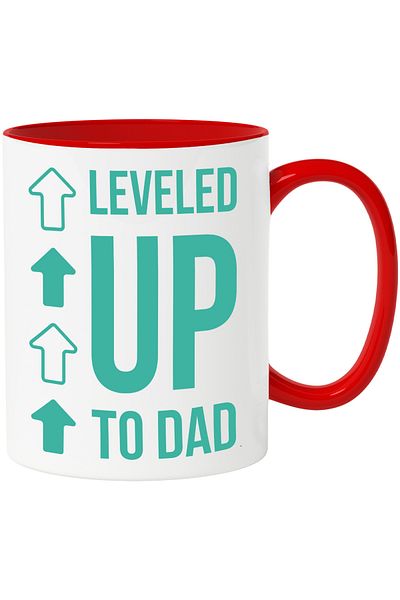 StoryGift Romania Mug with Funny Message in English Level up to Dad, Raise the Level up to Dad, With STG