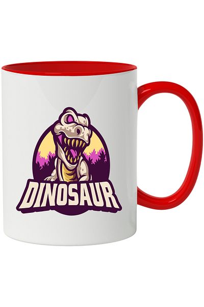 StoryGift Romania Mug With Dinosaur Message, Emblem, Dinosaur, Forest, Reptile, Multicolor 330 ml, C, Cu, STG