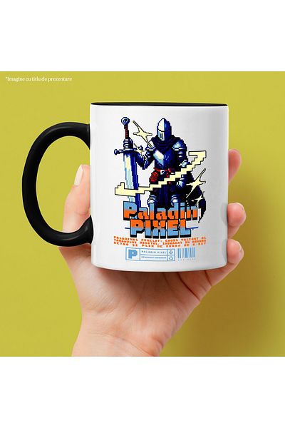 StoryGift Romania Pixel Knight Mug Video Games Paladin Pixel, 330ml, Ceramic with Black Handle, With, STG