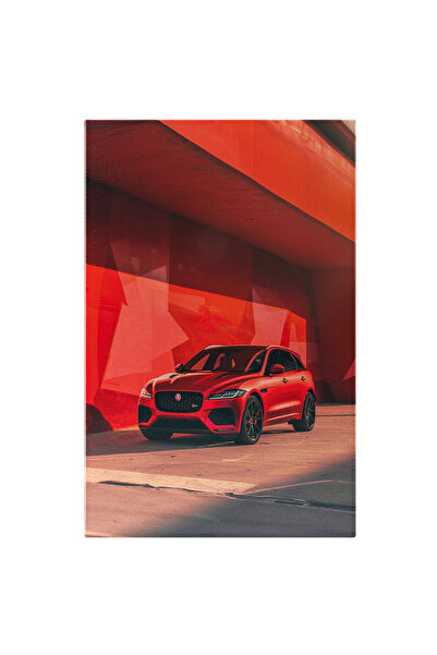 StoryGift Romania Tablou Canvas Jaguar Masina Rosie Parcata Langa Un Perete R...