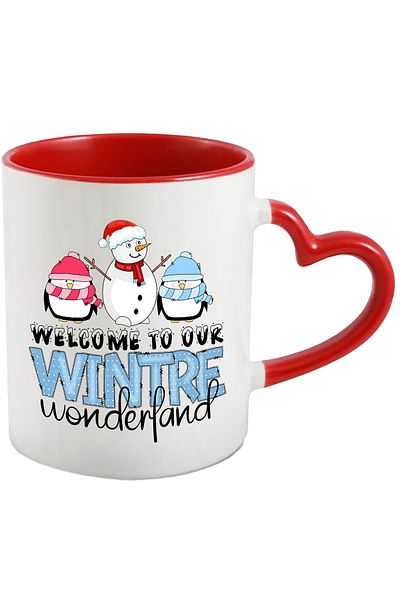 StoryGift Romania Cana cu pinguini si om de zapada cu mesajul "Welcome to our Winter wonderland", , Cu ,STG