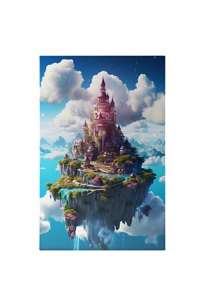 StoryGift Romania Tablou Canvas: Castel De Basm Cu Reflecție În Apă- Peisaj Pictura Digitala