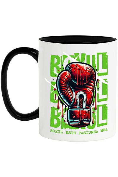 StoryGift Romania Mug Boxing glove boxing bloody, contact sport, text BOXING IS MY PASSION, , Cu ,STG