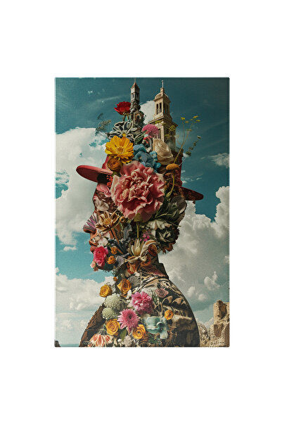 StoryGift Romania Tablou Canvas: Sculptura Portretului Din Flori Cu Un Castel...