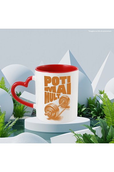 StoryGift Romania Motivational Weightlifting Mug You Can Do More, 330ml, Ceramic with Heart Handle, With,STG.