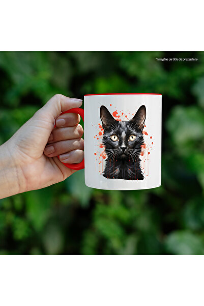 StoryGift Romania Mug With Cat, Eyes, Polka Dots, Paint, Drops, Illustration, Multicolor 330 ml, C, With, STG.