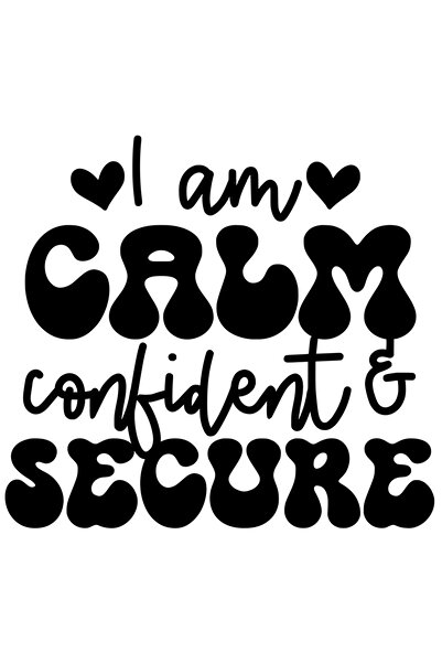 StoryGift Romania Sticker Autocolant 70CM Exterior cu inimioare si textul "I am calm, confident & secure" - eu s