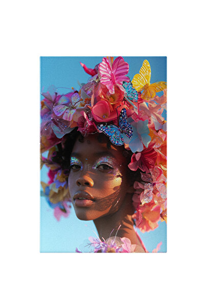 StoryGift Romania Tablou Canvas Coronita Din Fluturasi Colorati Pe Capul Feme...