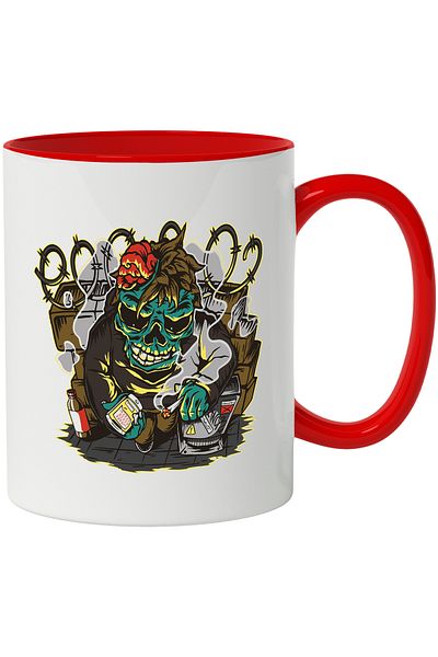 StoryGift Romania Mug With Zombie, Monster, Wall, Horror, Halloween, Brain, Multicolor 330 ml, Wax, With ,STG