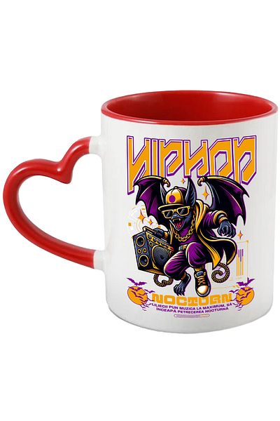 StoryGift Romania Hip Hop mug night bat gangster with fun speaker, 330ml, Ceramic with Handles, With,STG.