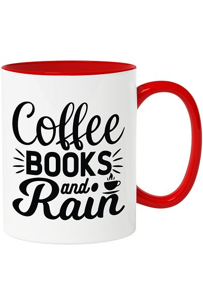 StoryGift Romania Mug for coffee drinkers with the text "Coffee, books and rain" - coffee car, Cu,STG