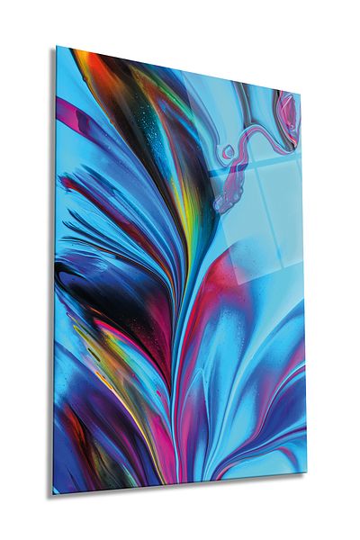 Rosyvien Pictură verticală din sticlă abstractă estetică colorată, decor de perete pentru casă și birou, cadou de lux, anti-zgârieturi
