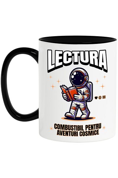 StoryGift Romania Reading fuel for cosmic adventures astronaut mug, 330ml, Ceramic with M, Cu, STG