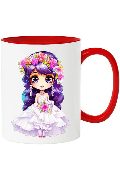StoryGift Romania Mug with a pretty girl in a white wedding dress | illustration | crown d, With, STG