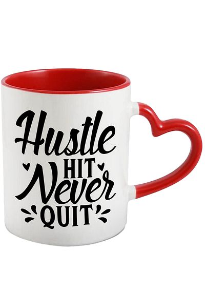 StoryGift Romania Mug with hearts and a message that urges you to never give up and work hard, With,STG.
