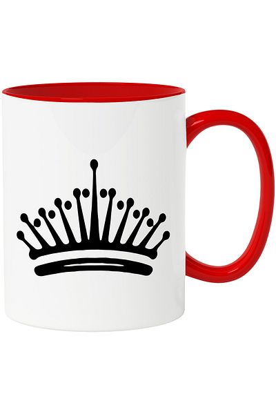 StoryGift Romania Cana Cu O Coroana Pentru Persoanele Puternice Care Au Succes Cu Maner Rosu, Cu Maner ,stg