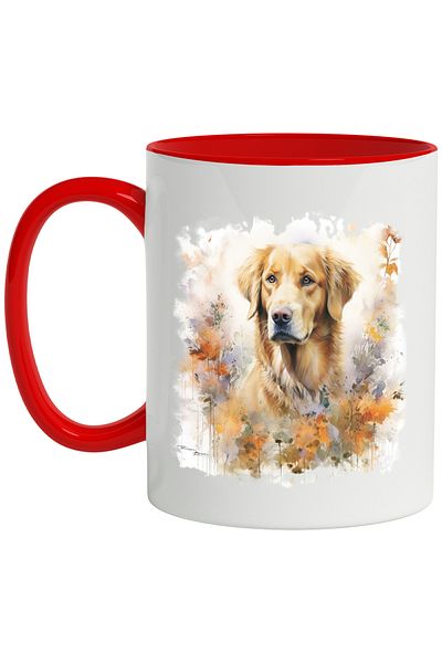 StoryGift Romania Mug With Puppy, Breed, Labrador, Flowers, Leaves, Autumn, Multicolor 330 ml, Ceramic, With ,STG