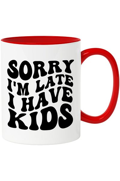 StoryGift Romania Mug With Text Sorry I'm Late, I Have Children, Parents, Family, Ceramic, 330ml, , With ,STG