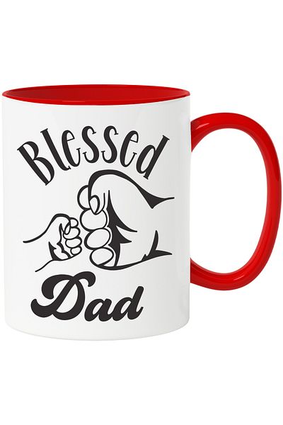 StoryGift Romania Mug with the text in English Blessed Dad, Lucky Dad, Two Fists, Father's Fist, With ,STG