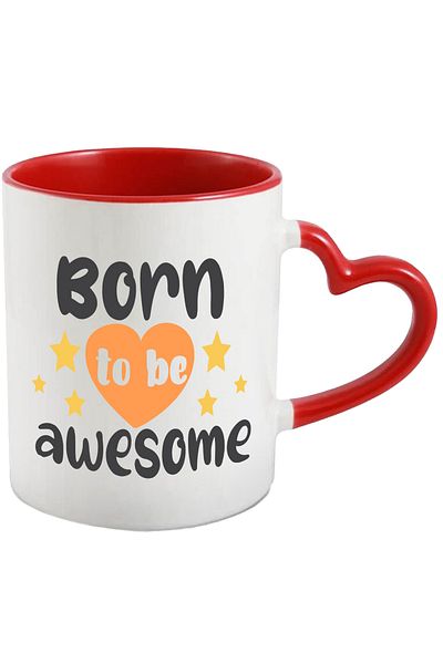 StoryGift Romania Mug With Text in English Born to be Awesome, Star, Bold, Gift, Ceramic, 330, With, STG.