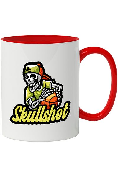 StoryGift Romania Skullshot Mug, Basketball, Ball, Skeleton, Cap, Sport, Multicolor 330 ml, , With ,STG