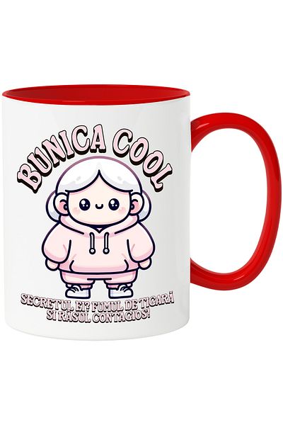 StoryGift Romania Grandma Mug with Pink Clothes Text Grandma Cool Her Family Secrets, 330ml, Ceramic c, With ,STG