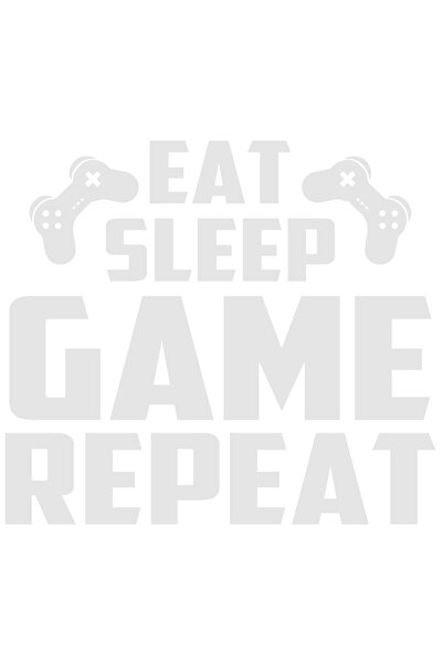 StoryGift Romania Sticker Autocolant 30CM Exterior cu textul in limba engleza "Eat sleep. Game. Repeat" - mananc
