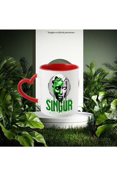 StoryGift Romania Cana Chip Uman Curgator Text Singur Mai Bine Decat Cu Oameni Falsi, 330ml, Ceram, Cu ,stg