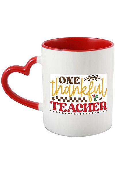 StoryGift Romania Mug for a teacher appreciated by students with the message "One thankful teacher" with M, Cu, STG