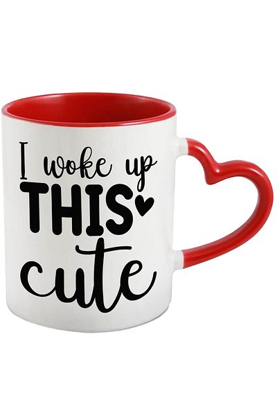StoryGift Romania Heart mug for those who woke up so cute with Heart Handle Ro, Cu, STG