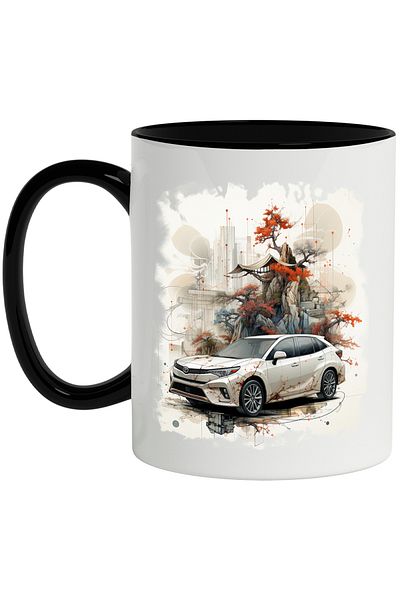 StoryGift Romania Mug With Car, Rocks, Mountain, Trees, Asian, Multicolor 330 ml, Ceramic with M, With ,STG