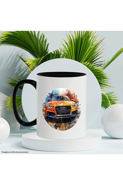 StoryGift Romania Mug With Audi, Car, Brand, Street, Color Splashes, Multicolor 330 ml, Ceram, With ,STG