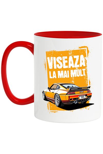 StoryGift Romania Motivational text mug dreams of more illegal racing car, 330ml, Ceram, Cu, STG.
