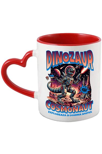 StoryGift Romania Mug with Dragon in Space Suit War on Mars Text Cosmonaut Explore Si Do, Cu ,STG