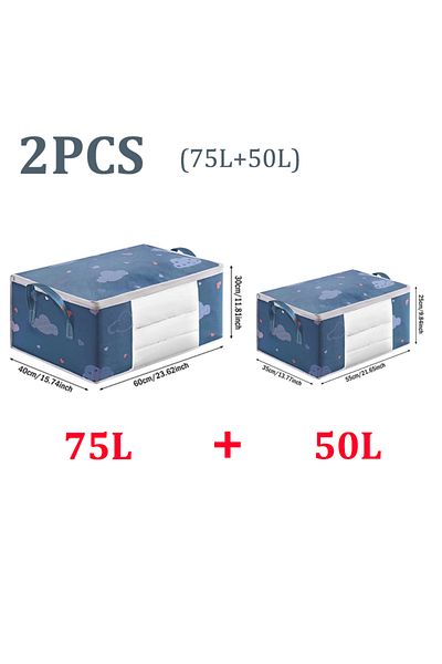 Choice 2PCS 50L and 75L Quilt Clothes Big Capacity Storage Bag Quilt Bedding Storage Closet Organizer Wardr