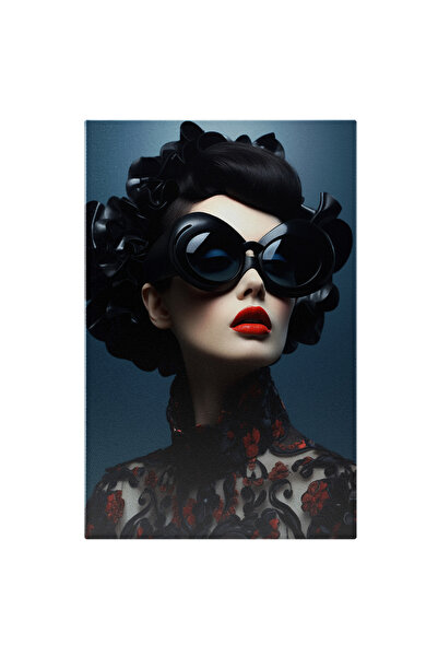 StoryGift Romania Tablou Canvas: Femeie Fermecatoare Cu Panglici Negre In Par...