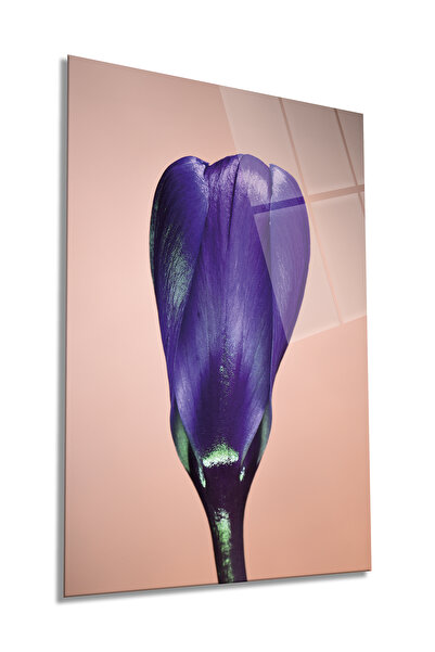 Rosyvien Delikatna ljubičasta cvetna slika na staklu, vertikalna slika, dekor...