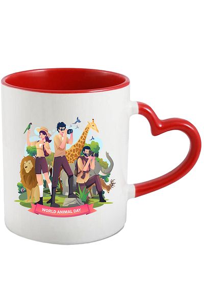 StoryGift Romania Mug With Message In English Worlds Animal Day, Lion, Giraffe, Explorers, Photographers,, With ,stg