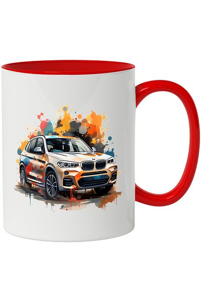 StoryGift Romania Car Mug, Paint Splatter, Watercolor, BMW, Multicolor 330 ml, Ceramic with , With ,STG
