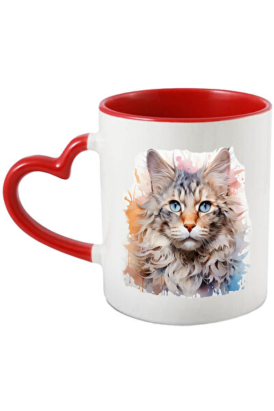 StoryGift Romania Cana Cu Pisica, Watercolor, Ilustratie, Ochi, Animal, Multi...