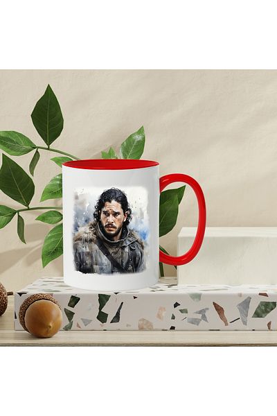 StoryGift Romania Mug With Jon Snow, Game of Thrones, Series, Books, Fantasy, Multicolor 330 ml, , With