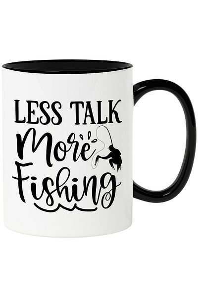 StoryGift Romania Mug with the message in English "Less talk, more fishing" - less talk, more fishing, With ,STG