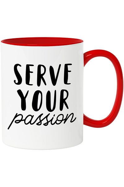 StoryGift Romania Mug with the text "Serve your passion" - serve your passion with Red Handle, With Ro Handle, STG